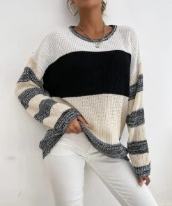 MY Smaibulun | Black Grey Stripe Block Sweater 14 MY Smaibulun | Black Grey Stripe Block Sweater