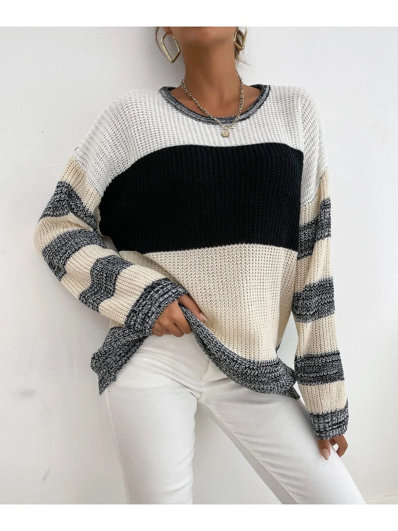 MY Smaibulun | Black Grey Stripe Block Sweater 6 MY Smaibulun | Black Grey Stripe Block Sweater