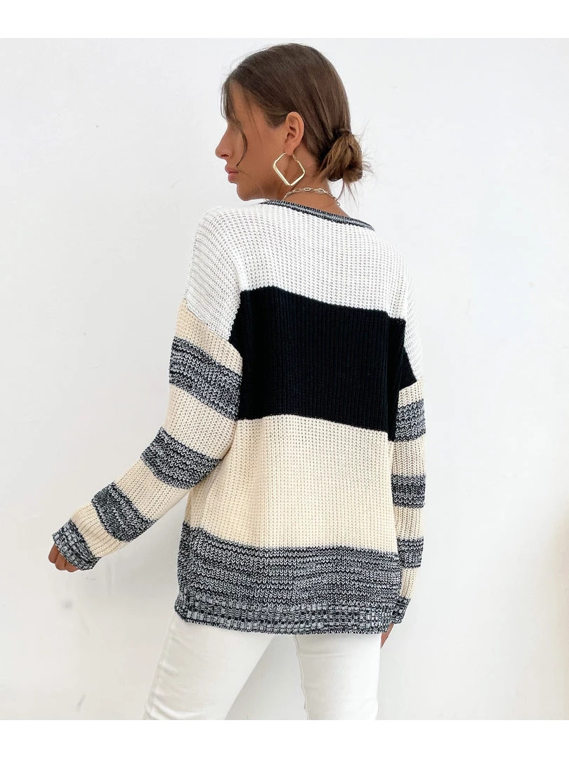 MY Smaibulun | Black Grey Stripe Block Sweater 7 MY Smaibulun | Black Grey Stripe Block Sweater