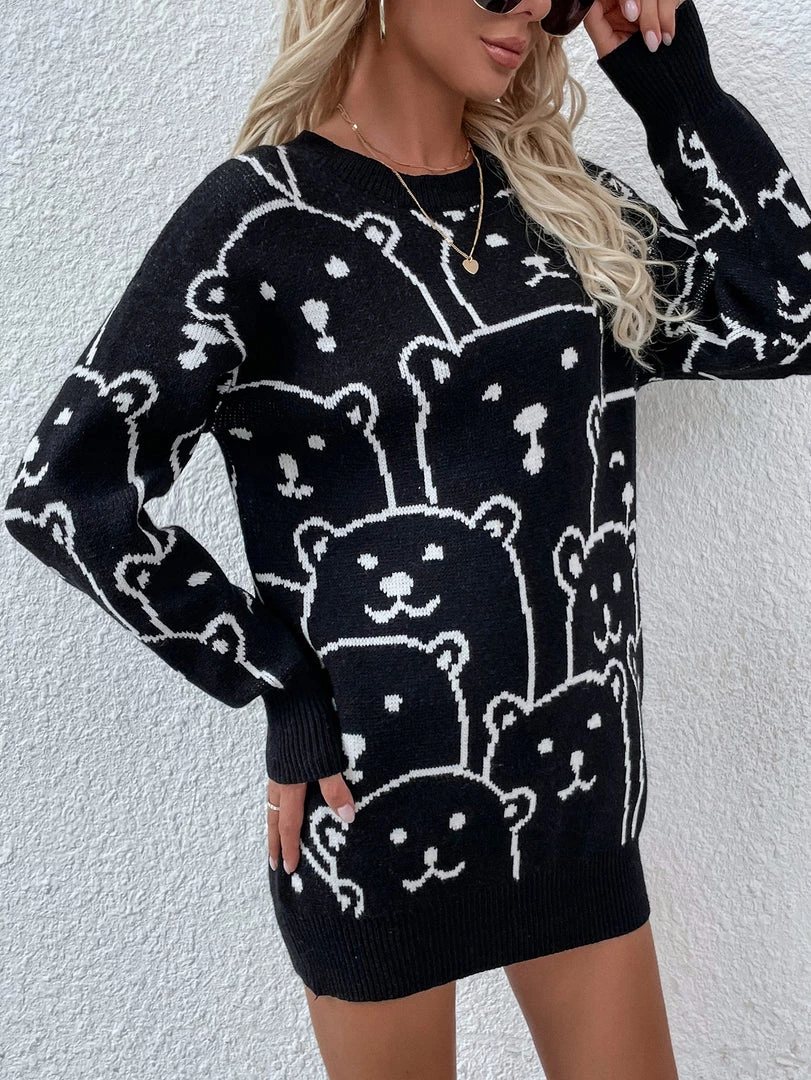 MY Smaibulun | Smiley Polar Bear Black Knit Sweater Dress 2 MY Smaibulun | Smiley Polar Bear Black Knit Sweater Dress