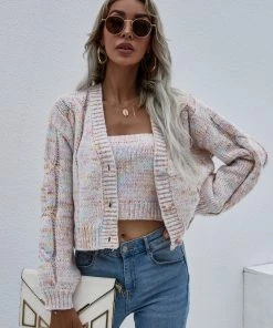 MY Smaibulun | Braid Sleeve Knit Cardigan Set - Purple 13 MY Smaibulun | Braid Sleeve Knit Cardigan Set - Purple