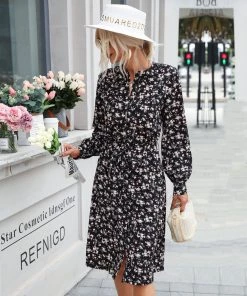 BFZY NEW ARRIVALS MADRIE Floral Midi Dress - Black