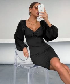 BFZY NEW ARRIVALS HEATER Bodycon Dress - Black