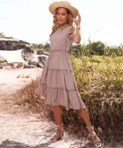 BFZY SONIYA DRESS - BEIGE NEW ARRIVALS