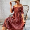 BFZY NEW ARRIVALS YASMIN POLKA DOT DRESS - BROWN