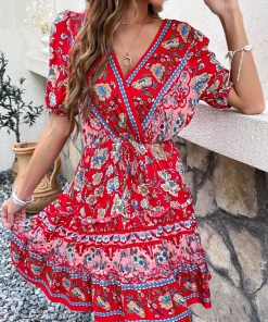 BFZY RICARDA DRESS - RED PRINT