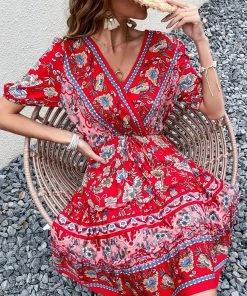 BFZY RICARDA DRESS - RED PRINT