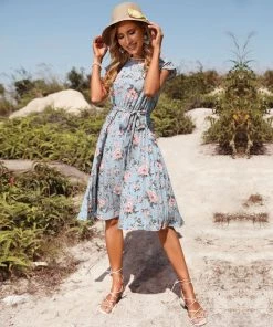 BFZY HOLTA MIDI DRESS - BLUE PRINT NEW ARRIVALS