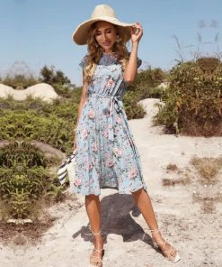 BFZY HOLTA MIDI DRESS - BLUE PRINT NEW ARRIVALS