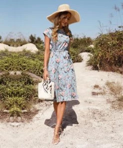 BFZY HOLTA MIDI DRESS - BLUE PRINT NEW ARRIVALS