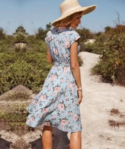 BFZY HOLTA MIDI DRESS - BLUE PRINT NEW ARRIVALS