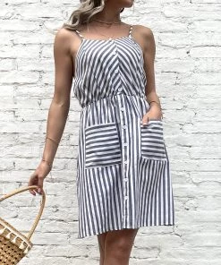 BFZY NEW ARRIVALS MADELYN LINEN DRESS - GRAY STRIPE 9 BFZY NEW ARRIVALS MADELYN LINEN DRESS - GRAY STRIPE