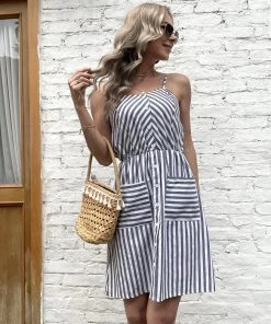 BFZY NEW ARRIVALS MADELYN LINEN DRESS - GRAY STRIPE 11 BFZY NEW ARRIVALS MADELYN LINEN DRESS - GRAY STRIPE