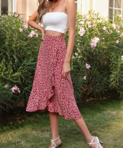 BFZY KORRINE SKIRT - RED PRINT