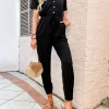 BFZY ADVENTURER COTTON BLEND JUMPSUIT - BLACK NEW ARRIVALS