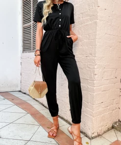 BFZY ADVENTURER COTTON BLEND JUMPSUIT - BLACK NEW ARRIVALS