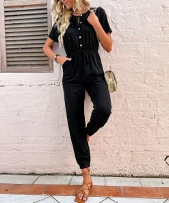 BFZY ADVENTURER COTTON BLEND JUMPSUIT - BLACK NEW ARRIVALS