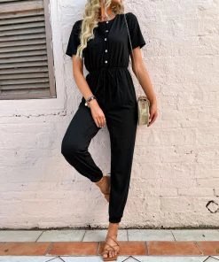 BFZY ADVENTURER COTTON BLEND JUMPSUIT - BLACK NEW ARRIVALS