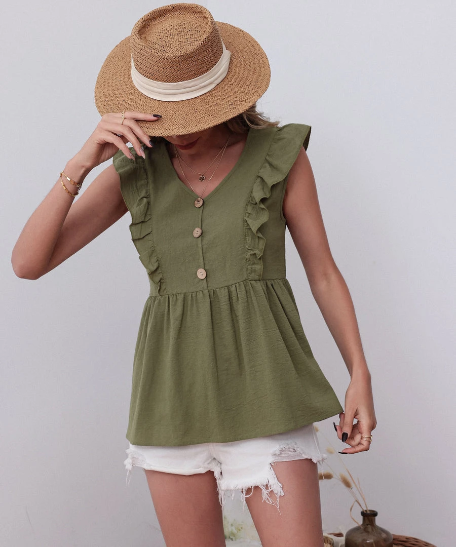 BFZY NEW ARRIVALS AULLY LINEN TOP - ARMY GREEN 5 BFZY NEW ARRIVALS AULLY LINEN TOP - ARMY GREEN