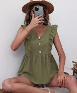 BFZY NEW ARRIVALS AULLY LINEN TOP - ARMY GREEN 13 BFZY NEW ARRIVALS AULLY LINEN TOP - ARMY GREEN