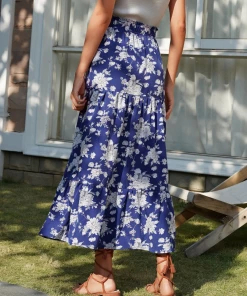 BFZY NEW ARRIVALS BLUEY MAXI SKIRT - BLUE PRINT
