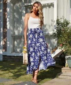 BFZY NEW ARRIVALS BLUEY MAXI SKIRT - BLUE PRINT