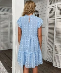 BFZY NEW ARRIVALS JIMENA SWISS DOT MINI DRESS - BLUE