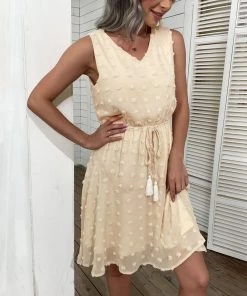 BFZY JEMA SWISS DOT MINI DRESS - APRICOT NEW ARRIVALS