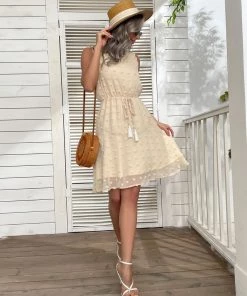 BFZY JEMA SWISS DOT MINI DRESS - APRICOT NEW ARRIVALS