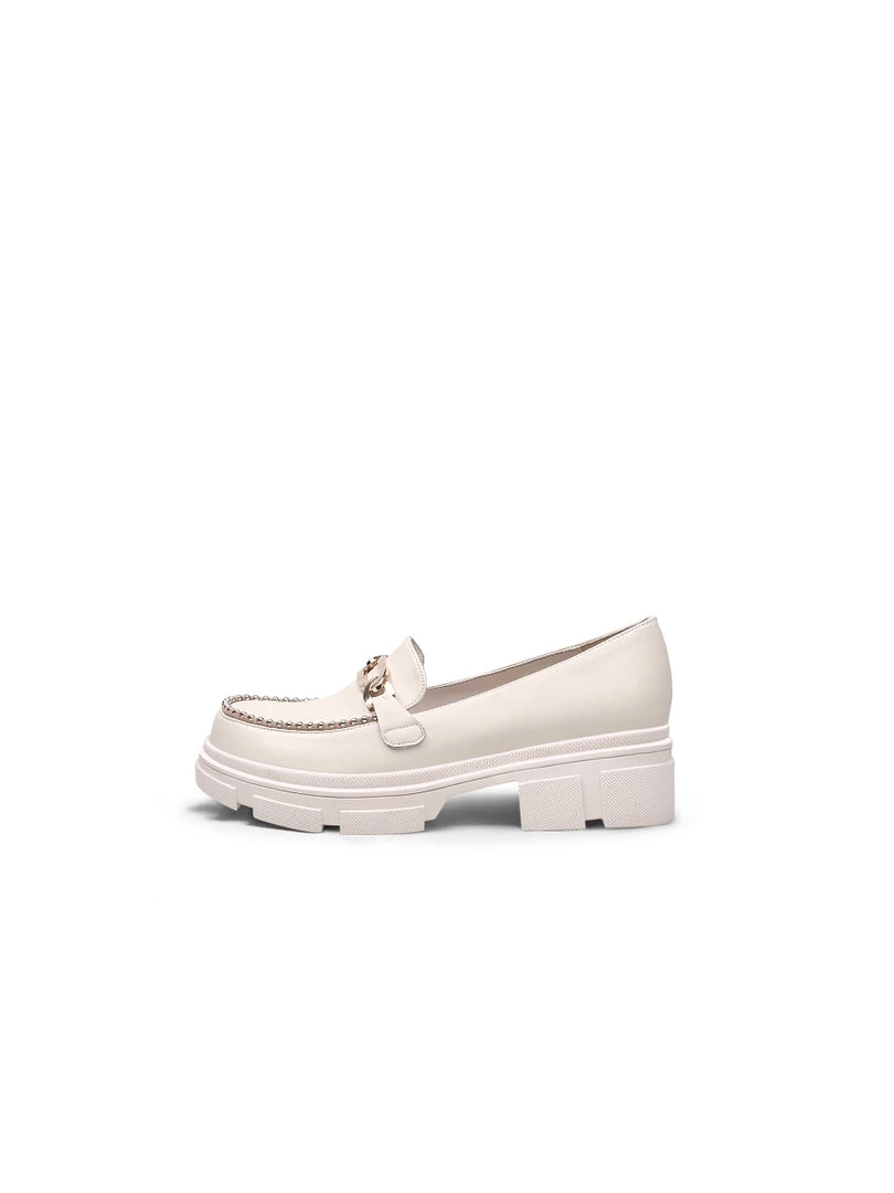 Jady Rose JadyRose | Ivory Leather Silver Pearl Loafer New In Shoes 3 Jady Rose JadyRose | Ivory Leather Silver Pearl Loafer New In Shoes