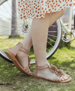 NEW ARRIVALS SIKETU | Beige Daisy Deco Gladiator Sandals