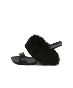 Jady Rose JadyRose | Faux Fur Strap Leather Wedge Sandal - Black New In Shoes 8 Jady Rose JadyRose | Faux Fur Strap Leather Wedge Sandal - Black New In Shoes