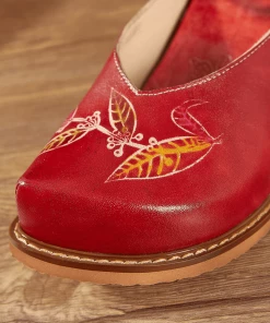 JF SOFFIA | RED ANKLE STRAP LEATHER SANDAL