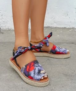 HT EN BLOOM | TROPICAL PRINT ANKLE BOW ESPADRILLES