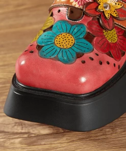 JF SOFFIA | GEOMETRY PERFORATED RED LEATHER MULE 13 JF SOFFIA | GEOMETRY PERFORATED RED LEATHER MULE