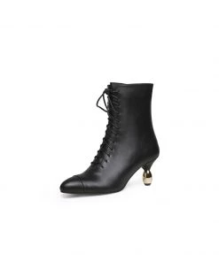 Jady Rose JadyRose | Golden Drop Heeled Black Bootie Ankle Boots