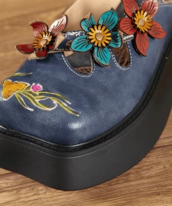 JF SOFFIA | BLOOMING EMBOSSED NAVY LEATHER CLOG NEW ARRIVALS 13 JF SOFFIA | BLOOMING EMBOSSED NAVY LEATHER CLOG NEW ARRIVALS