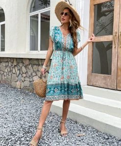 BFZY New In Clothing ZEBINA MIDI DRESS - TEAL PRINT 9 BFZY New In Clothing ZEBINA MIDI DRESS - TEAL PRINT