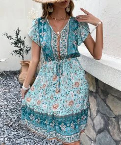 BFZY New In Clothing ZEBINA MIDI DRESS - TEAL PRINT 11 BFZY New In Clothing ZEBINA MIDI DRESS - TEAL PRINT