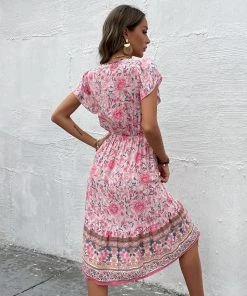 BFZY New In Clothing ZEBINA MIDI DRESS - PINK PRINT