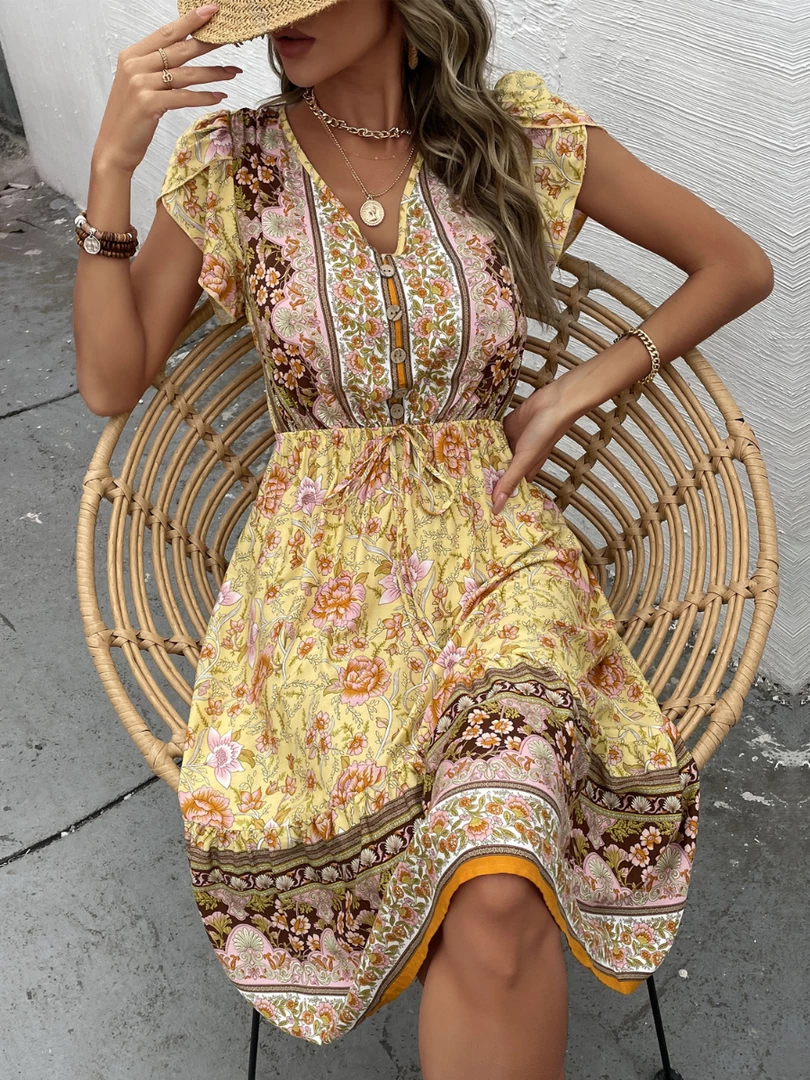 BFZY ZEBINA MIDI DRESS - YELLOW PRINT 1 BFZY ZEBINA MIDI DRESS - YELLOW PRINT