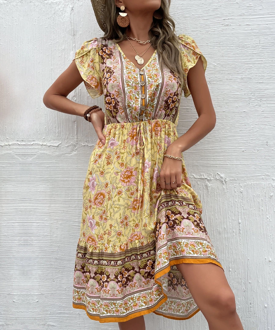 BFZY ZEBINA MIDI DRESS - YELLOW PRINT 5 BFZY ZEBINA MIDI DRESS - YELLOW PRINT