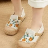 TC New In Shoes Cactus Rose | Blossom Embroidered Linen Round Toe Loafers Espadrilles- Women