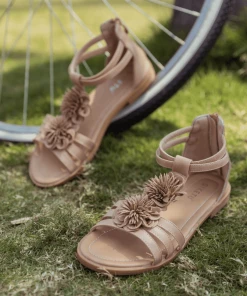 NEW ARRIVALS SIKETU | Beige Daisy Deco Gladiator Sandals