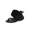Jady Rose JadyRose | Faux Fur Strap Leather Wedge Sandal - Black New In Shoes