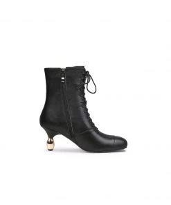Jady Rose JadyRose | Golden Drop Heeled Black Bootie Ankle Boots