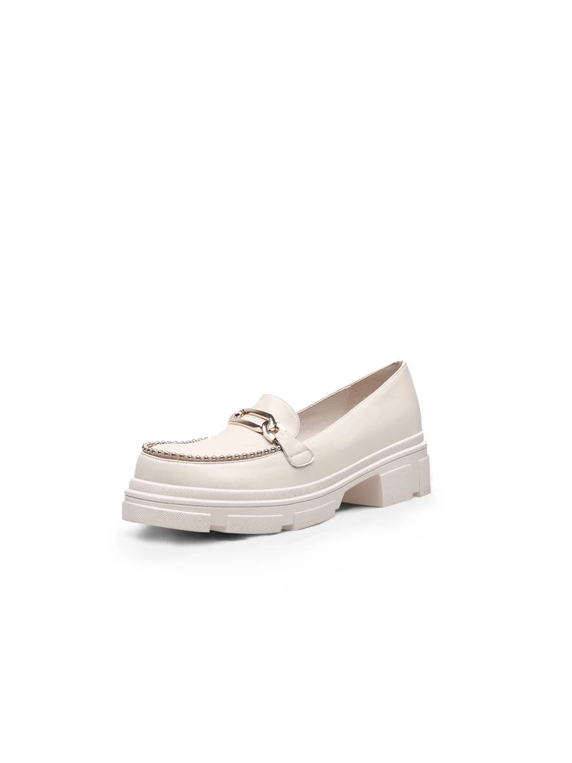 Jady Rose JadyRose | Ivory Leather Silver Pearl Loafer New In Shoes 4 Jady Rose JadyRose | Ivory Leather Silver Pearl Loafer New In Shoes
