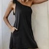 BBYS New In Clothing Asymmetric Pocket Shift Dress - Black