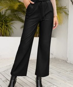 YBL Smaibulun | Drawstring Pocket Faux Leather High-Waist Crop Pants New In Clothing 24 YBL Smaibulun | Drawstring Pocket Faux Leather High-Waist Crop Pants New In Clothing