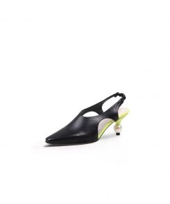 Jady Rose NEW ARRIVALS JadyRose | Pearl Heel Cut-Out Leather Black Slingback